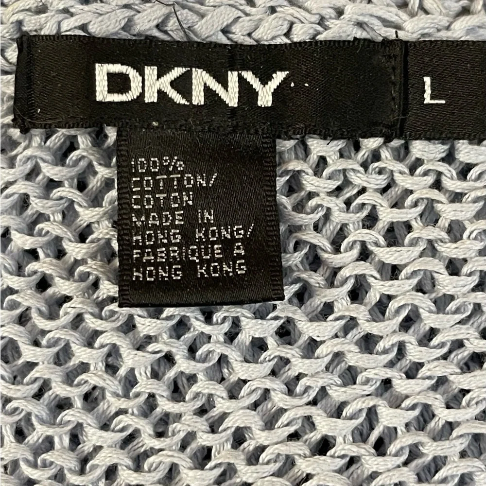 🔴 DKNY loosely knitted baby blue top. Size L - Picture 4 of 6